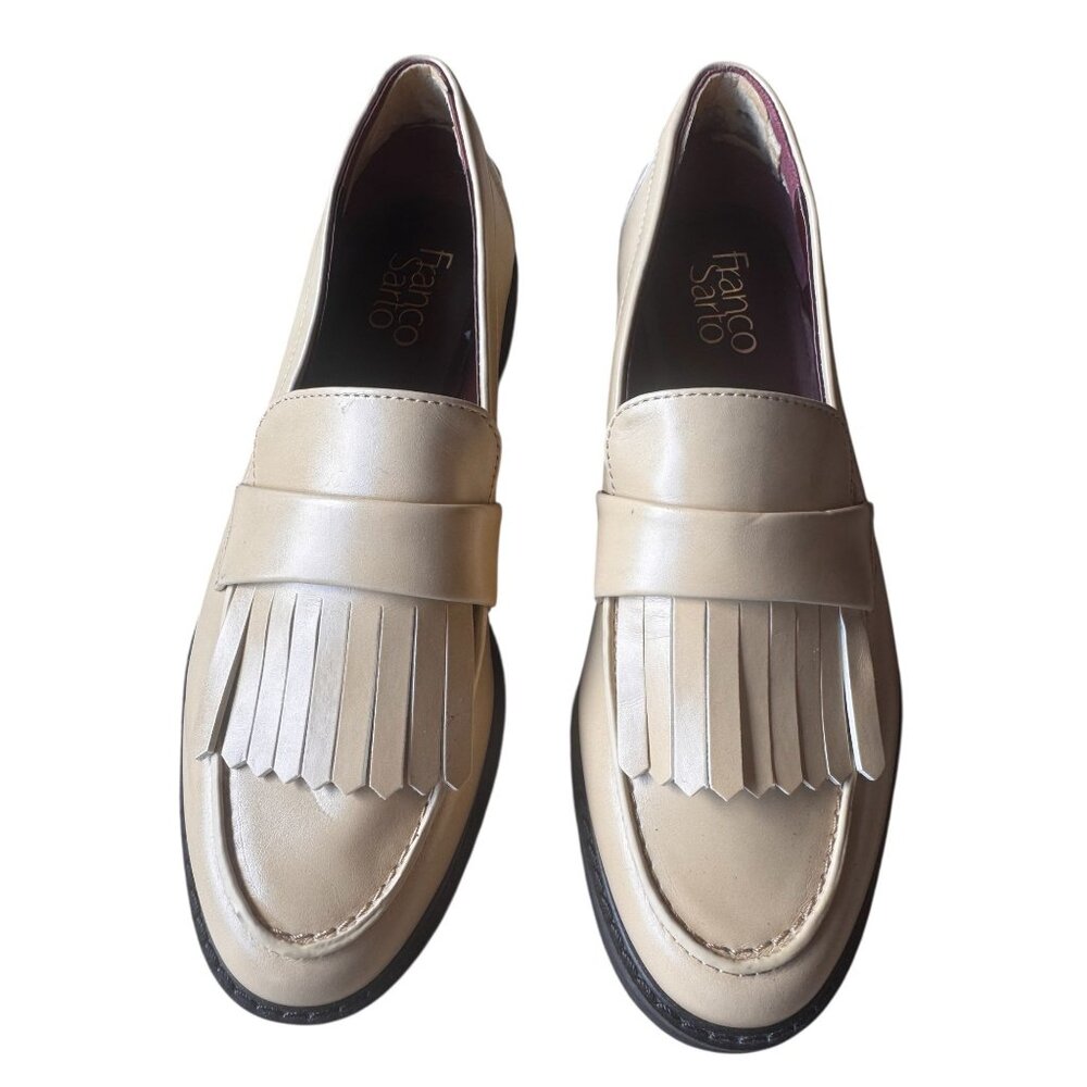 Franco Sarto Cello Loafers Women's Sz 7M Beige Kiltie Slip On Shoes Faux Leather - Picture 2 of 8